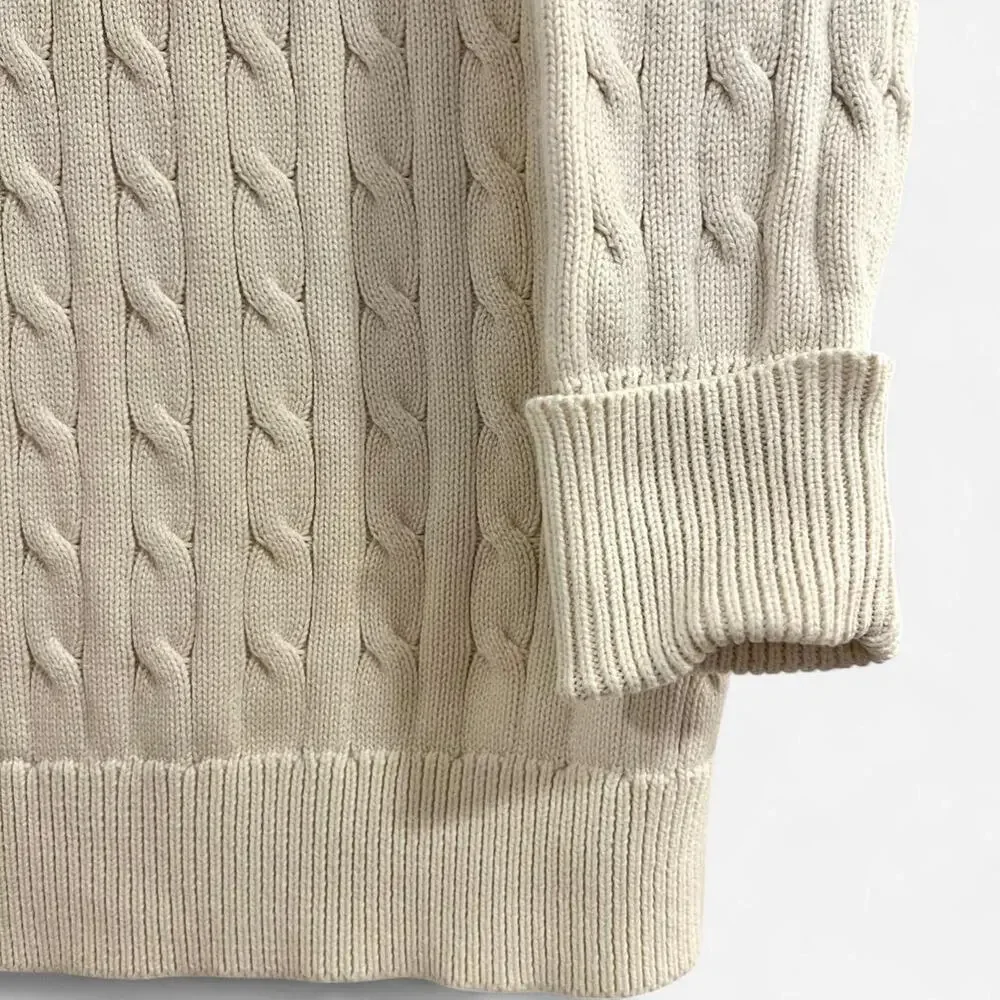 Vintage Polo Ralph Lauren Sport Cream Turtleneck Cable Knit Sweater - Picture 6 of 8